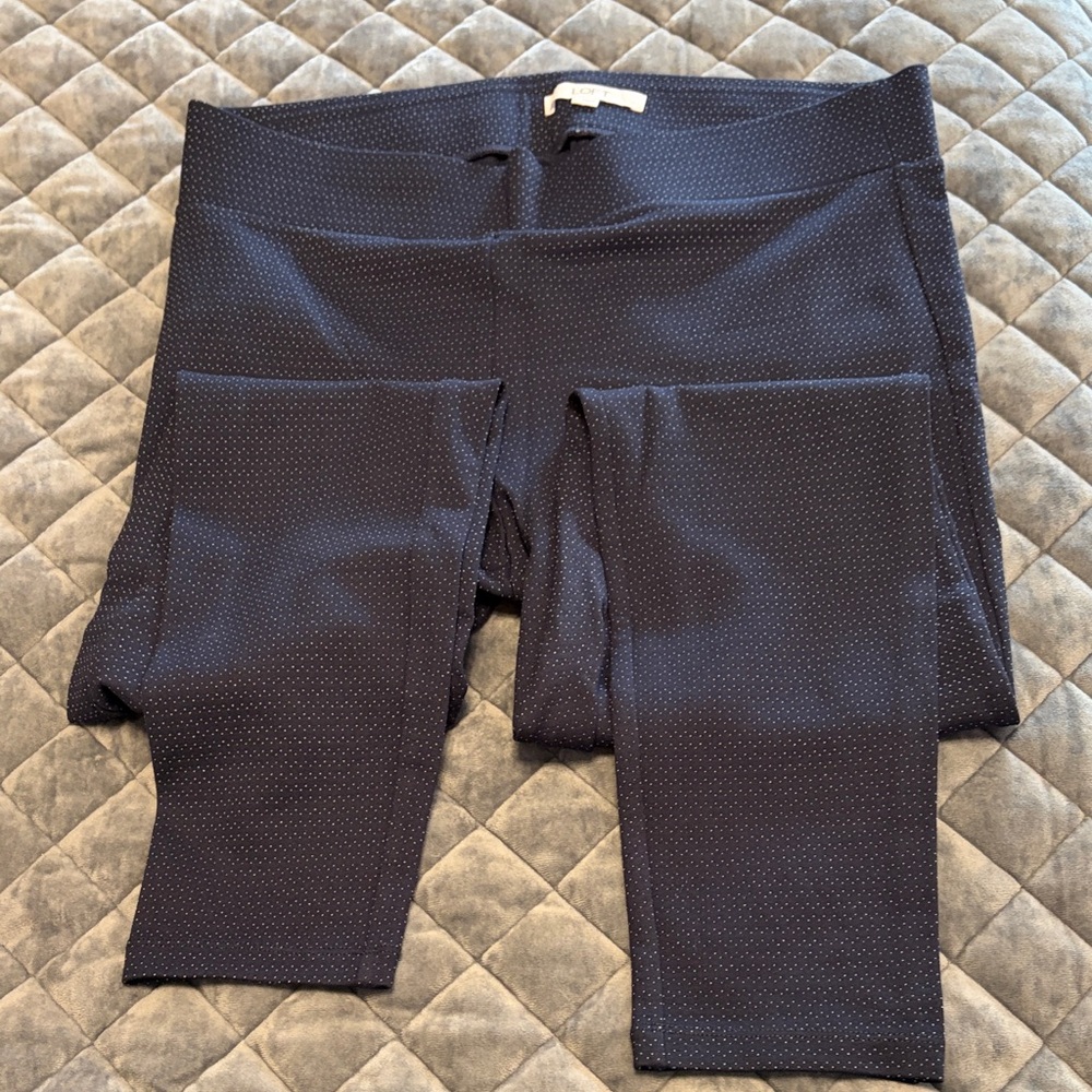 LOFT Dark Blue Dotted Leggings Stretch Waist